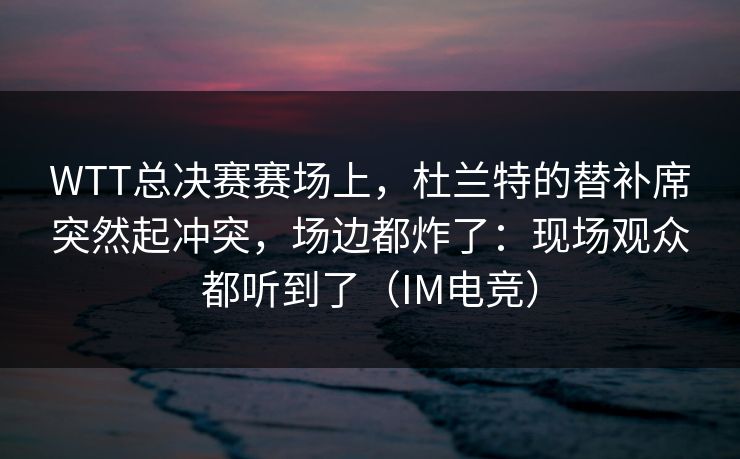 WTT总决赛赛场上，杜兰特的替补席突然起冲突，场边都炸了：现场观众都听到了（IM电竞）